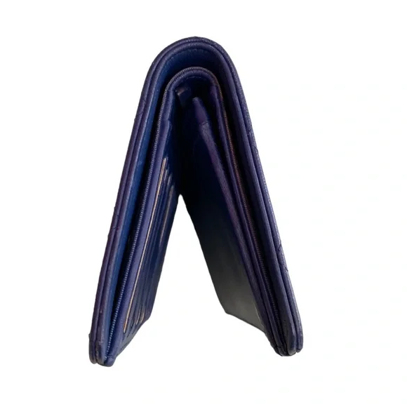 CHANEL Blue Quilted Calfskin Flap Bifold Wallet - Picture 9 of 15